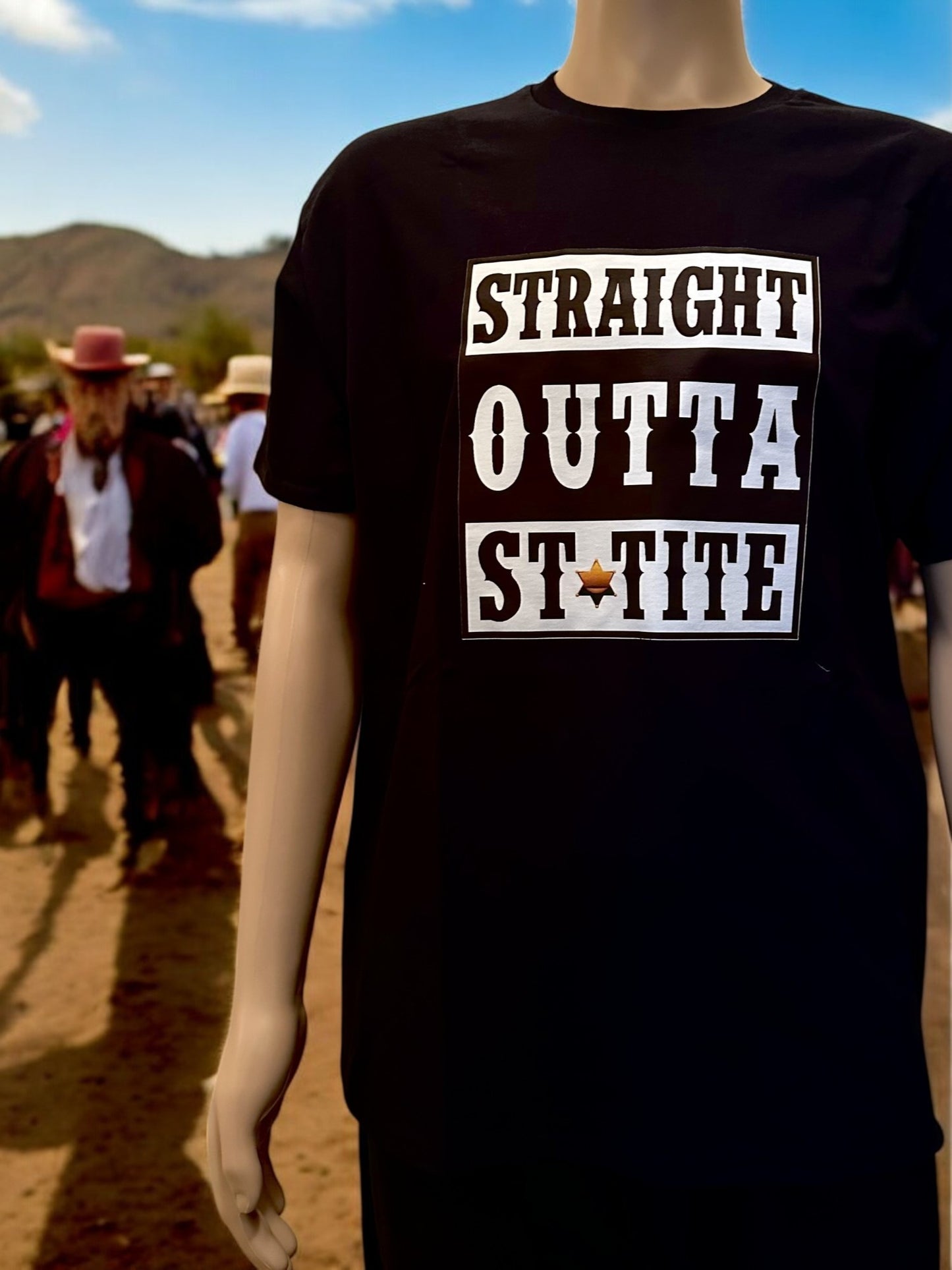 Unisex Short Sleeves Black T-Shirt - Straight Outta St-Tite print