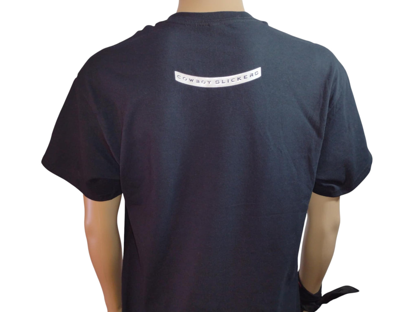 Unisex Black T-Shirt - Cartoon Cowboy print