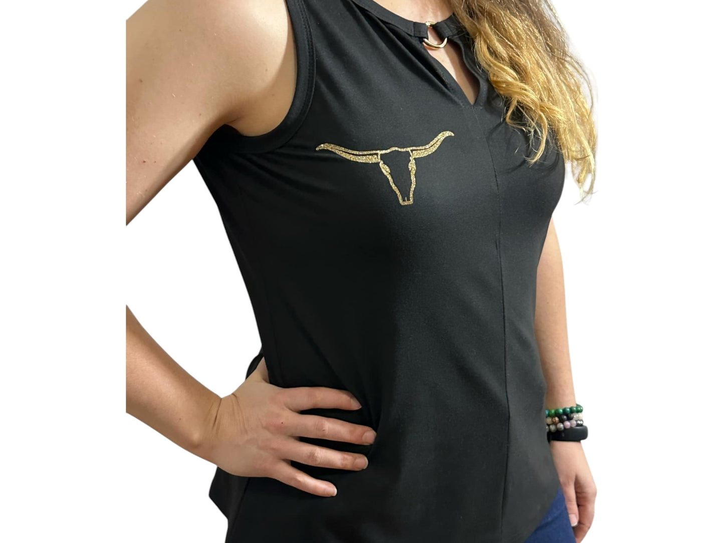 Tank Top Black with Gold Glitter accents