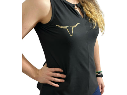 Tank Top Black with Gold Glitter accents