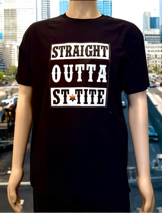 Unisex Short Sleeves Black T-Shirt - Straight Outta St-Tite print
