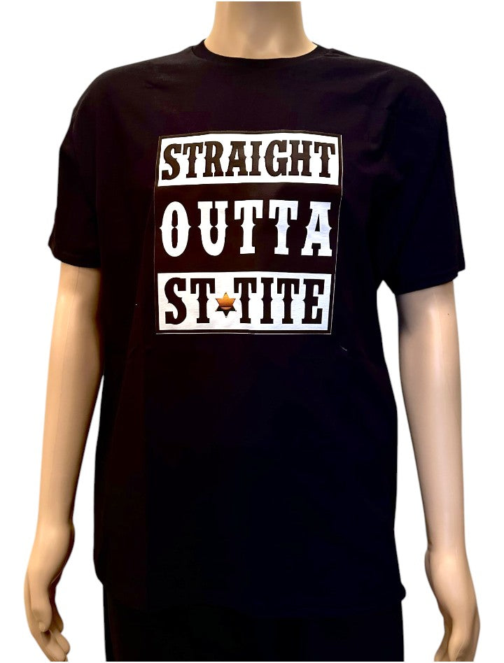 Unisex Short Sleeves Black T-Shirt - Straight Outta St-Tite print